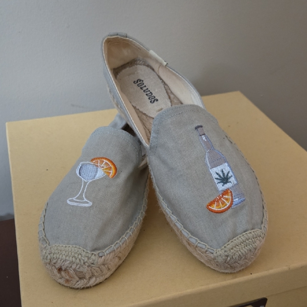 Soludos Women's Espadrilles with Fun Embroidery - Tan Size 7